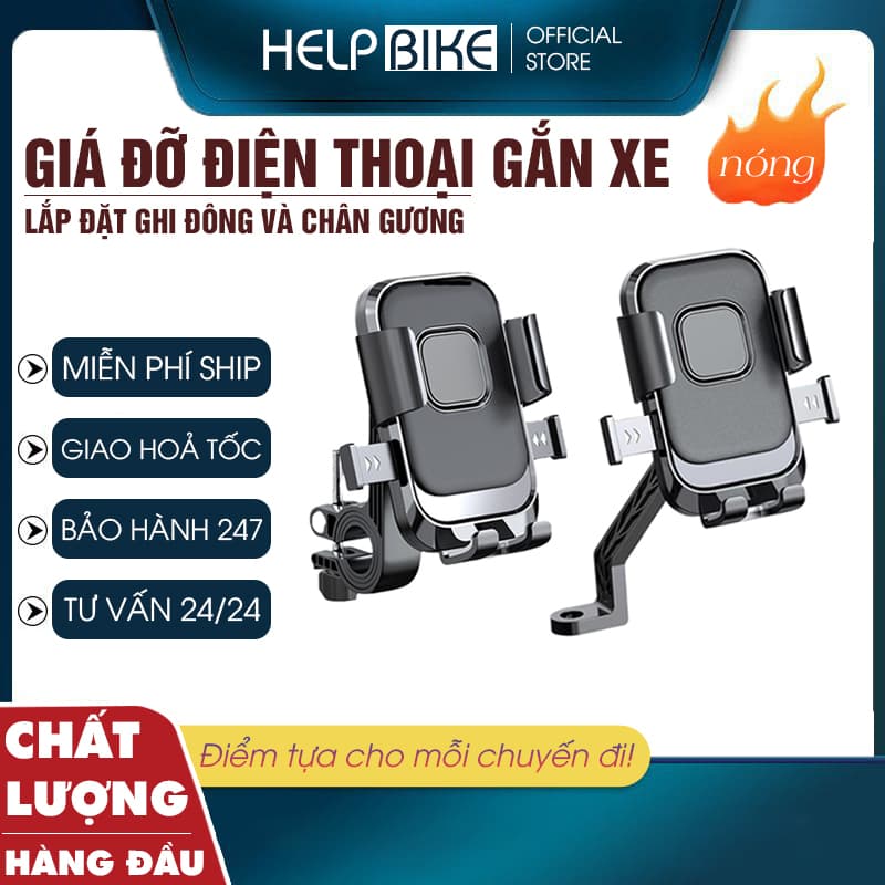 Giá đỡ điện thoại lắp xe đạp, xe máy chắc chắn, Kẹp điện thoại xoay 360 độ cao cấp - GDDT04