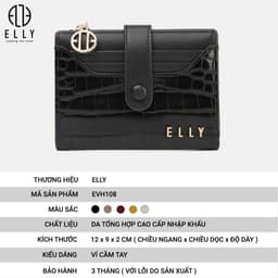 [Tặng hộp 20.10] Ví da nữ ELLY EVH108 ví cầm tay da tổng hợp cao cấp nhiều ngăn thời trang thanh lịch 3
