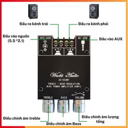 Wuzhi 502MT mạch khuyếch đại âm thanh bluetooth 5.0 2*50W chính hãng Wuzhi từ HiFiSound 2