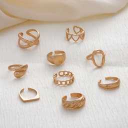 [Sẵn] Bộ 9 Nhẫn Hợp Kim Mạ Vàng Ocean Charm Chống Gỉ - Dạng Mở Dễ Điều Chỉnh Kích Thước - Trang Sức Phụ Kiện Unisex 3