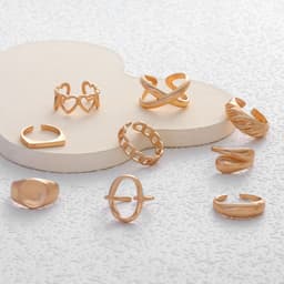 [Sẵn] Bộ 9 Nhẫn Hợp Kim Mạ Vàng Ocean Charm Chống Gỉ - Dạng Mở Dễ Điều Chỉnh Kích Thước - Trang Sức Phụ Kiện Unisex 2