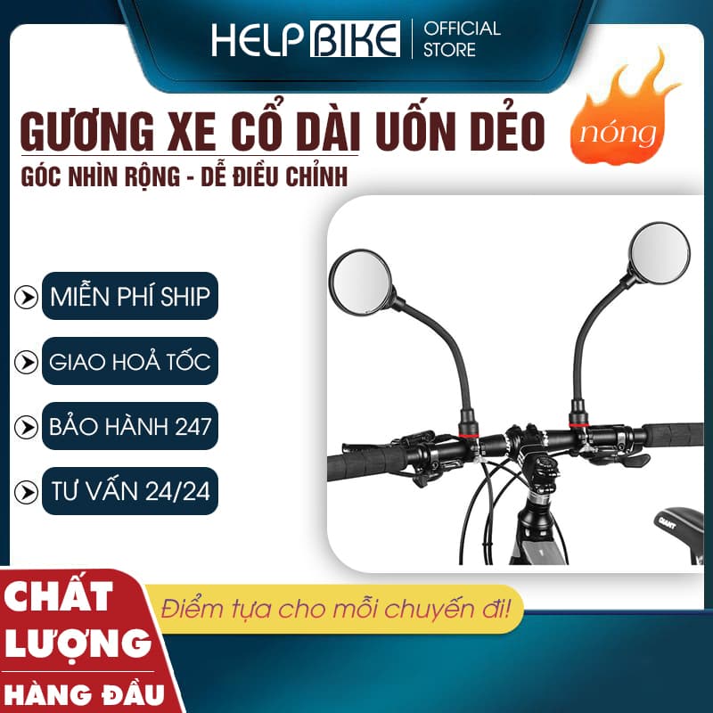 Gương xe đạp, gương xe đạp thể thao CỔ DÀI uốn dẻo GX03
