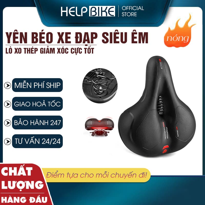 Yên xe đạp thể thao Lò Xo Thép siêu êm, Yên béo chống đau mông khi đạp xe YB01