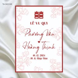 TA 43 - BẢNG TÊN ĐÁM CƯỚI- BẢNG CHÀO KHÁCH- BẢNG WELCOME HOA NỀN ĐỀU TONE ĐỎ TRẮNG 4
