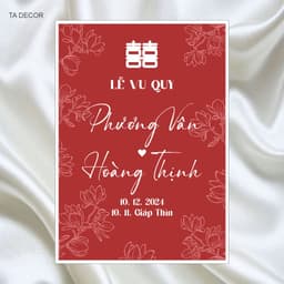 TA 43 - BẢNG TÊN ĐÁM CƯỚI- BẢNG CHÀO KHÁCH- BẢNG WELCOME HOA NỀN ĐỀU TONE ĐỎ TRẮNG 2