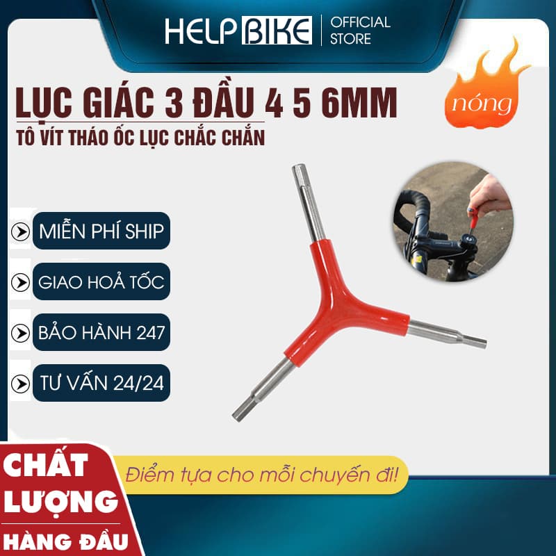 Lục giác 3 đầu 4 5 6mm dạng chữ Y, Bộ lục giác sửa chữa xe đạp chuyên dụng 3 trong 1 - LG3D