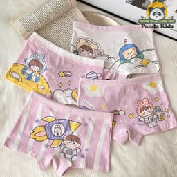 Combo 4 quần chíp đùi cho bé gái họa tiết Thỏ cá vàng, quần lót tam giác cotton thoáng mát co giãn Cherikids 6