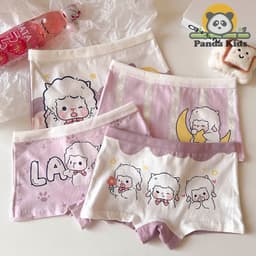 Combo 4 quần chíp đùi cho bé gái họa tiết Thỏ cá vàng, quần lót tam giác cotton thoáng mát co giãn Cherikids 8