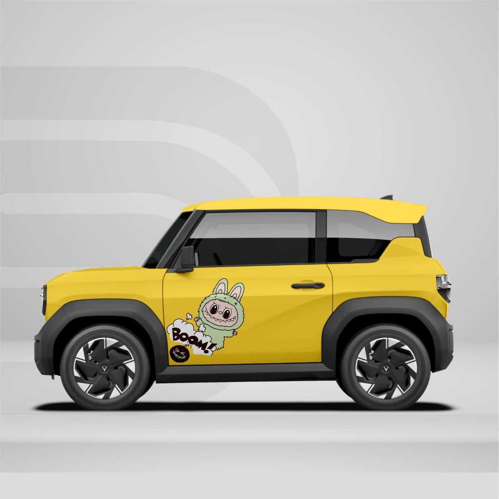 [HỎA TỐC] Sticker Tem Dán Xe VF3 Hình Labubu - Decal ô tô chống xước chất lượng cao Temxe.Net