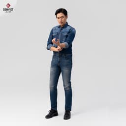 [ẨN] Quần Dài Nam GENVIET JEANS Vải Jeans Đơn Giản Trẻ Trung, Quần Bò Nam Dáng Cơ Bản Ống Bó Hiện Đại 8747 6