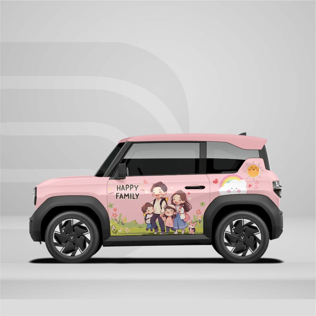 [HỎA TỐC] Sticker Tem Dán Decal Xe VF3 Hình Family In Hình Theo Yêu Cầu IB Shop Temxe.Net