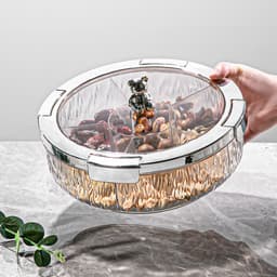 Khay đựng mứt tết PTLUXURY khay đựng bánh kẹo chia ngăn, thiết kế sang trọng, nắp kín chống bụi, chống bẩn 6