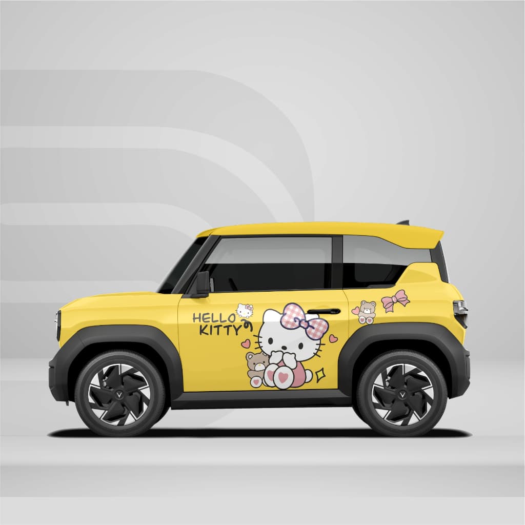 [HỎA TỐC] Sticker Tem Dán Decal Xe VF3 Mẫu Kitty cute In Hình Theo Yêu Cầu IB Shop Temxe.Net