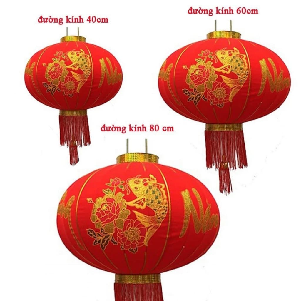 Đèn lồng vải nhung đỏ Treo Tết Lễ Hội Size 60cm 80cm 100cm trang trí năm mới