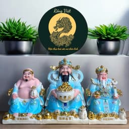 Bộ tượng thần tài đá RỒNG VIỆT, tượng tài địa đài loan cao cấp xanh biển cho gia chủ mệnh thuỷ, mộc 1