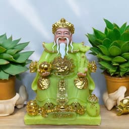 Tượng thần tài đá RỒNG VIỆT, tượng tài địa đá đài loan cao cấp xanh ngọc cho gia chủ mệnh mộc, hoả 4