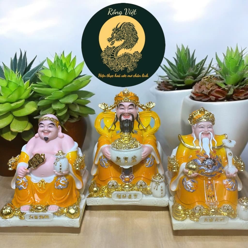 Bộ tượng thần tài đá RỒNG VIỆT, tượng tài địa đá đài loan cao cấp gấm vàng cho gia chủ mệnh hoả, thổ