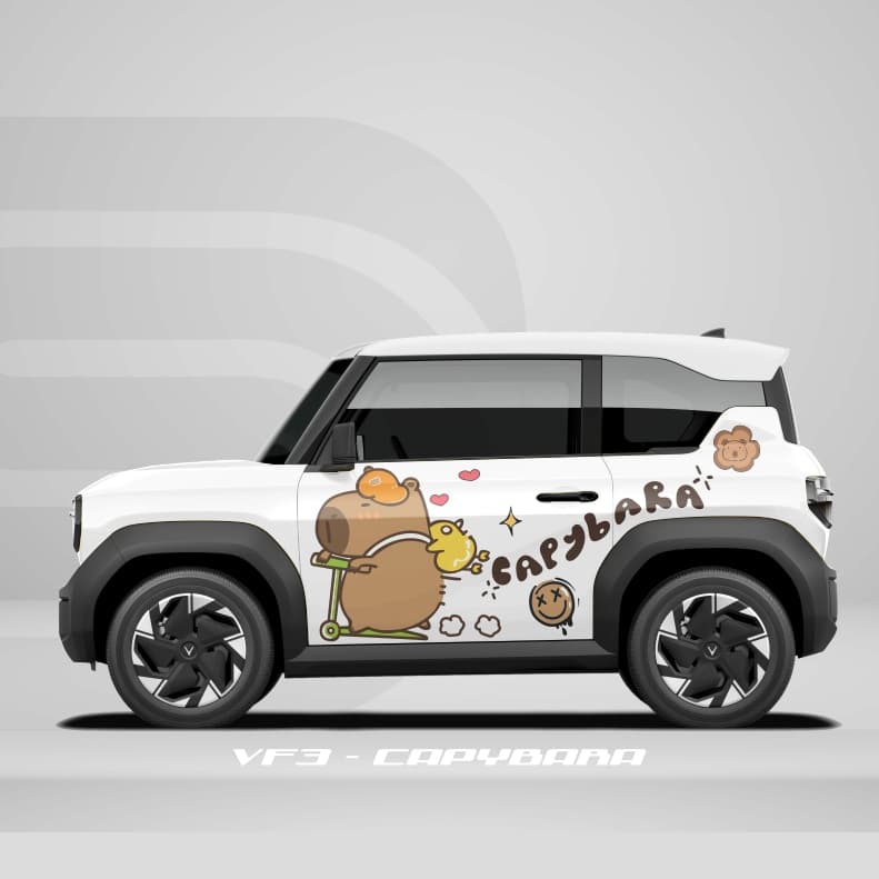 [HỎA TỐC] Sticker Tem Dán Decal Xe VF3 Hình Capybara  In Hình Theo Yêu Cầu IB Shop Temxe.Net