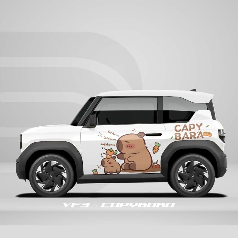 [HỎA TỐC] Sticker Tem Dán Decal Xe VF3 Mẫu capybara  In Hình Theo Yêu Cầu IB Shop Temxe.Net
