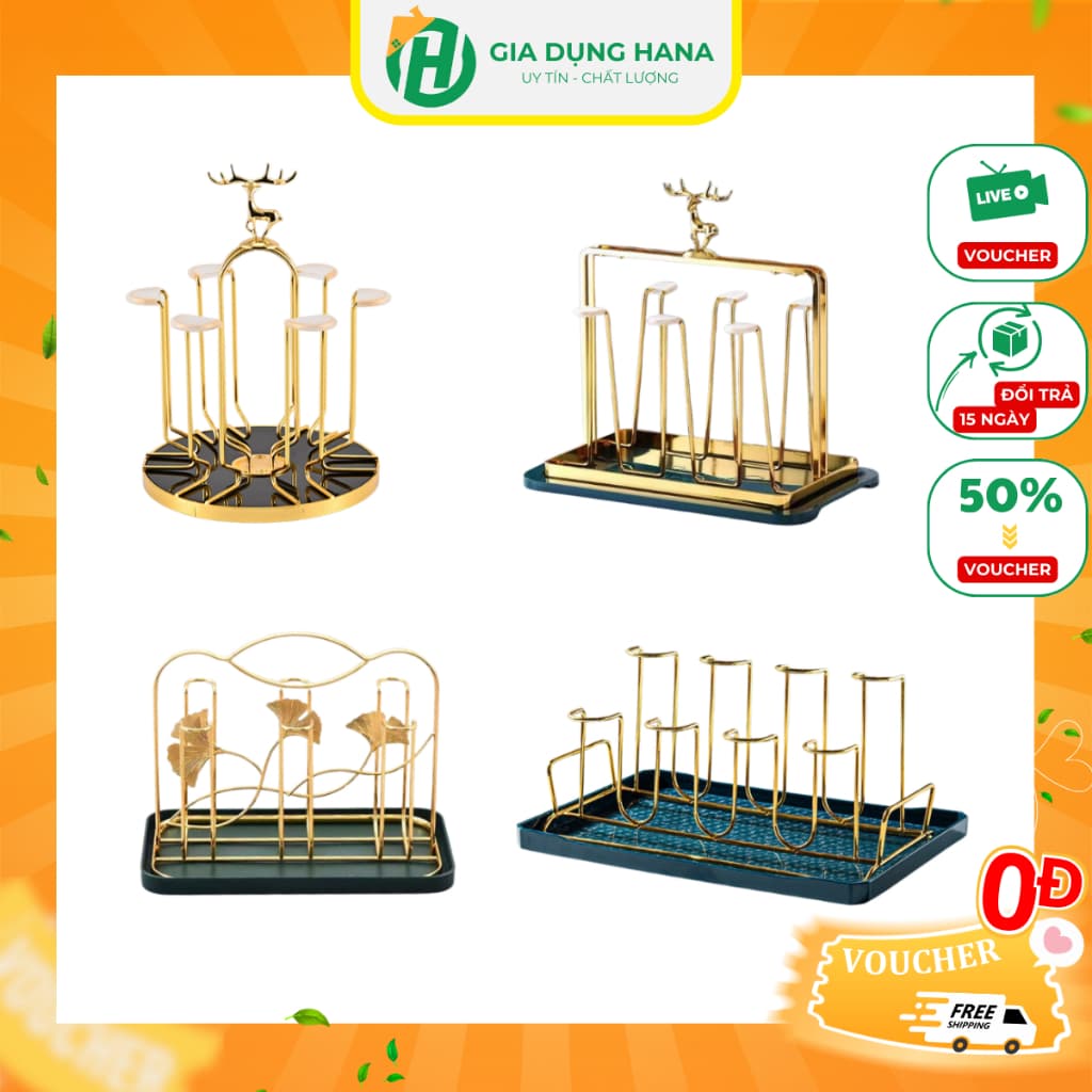 Khay Úp Cốc Hươu Vàng Kèm Bộ Hứng Nước Tiện Dụng Mẫu Mã Sang Trọng Hiện Đại