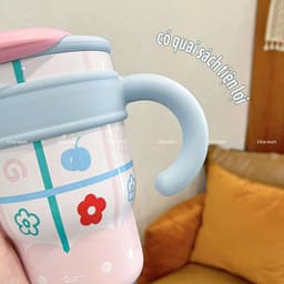 VINBEO Ly Giữ Nhiệt Inox 316L In Hình Động Vật 1200ml Có Ống Hút, Lưới Lọc Trà, Quai Xách Phong Cách Hàn Quốc LY001 8