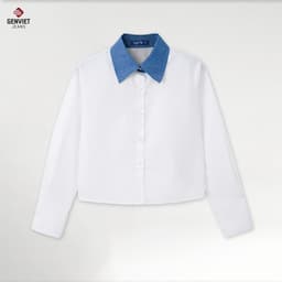[ẨN] Áo Sơ Mi Dài Tay Nữ GENVIET JEANS Chất Liệu Cotton Dáng Croptop, Áo Crotop Cúc Cài Nữ Trẻ Trung 8748 8