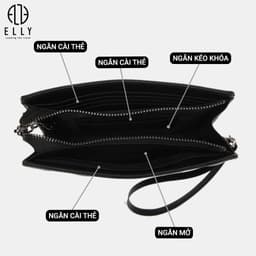 [Tặng hộp 20.10] Clutch nữ ELLY EC65 ví cầm tay da thật cao cấp đeo chéo đeo vai dự tiệc sang trọng 5
