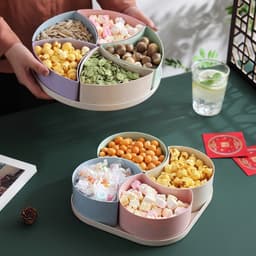 Khay Đựng Bánh Kẹo Mứt Tết 5 Ngăn Cách Điệu Bằng Nhựa Lúa Mạch Trang Trí Ngày Lễ, Tết Siêu Đẹp 2