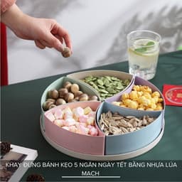 Khay Đựng Bánh Kẹo Mứt Tết 5 Ngăn Cách Điệu Bằng Nhựa Lúa Mạch Trang Trí Ngày Lễ, Tết Siêu Đẹp 3