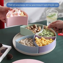 Khay Đựng Bánh Kẹo Mứt Tết 5 Ngăn Cách Điệu Bằng Nhựa Lúa Mạch Trang Trí Ngày Lễ, Tết Siêu Đẹp 4