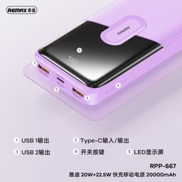 Pin Dự Phòng Sạc Nhanh 22.5W Remax RPP-667 20.000mah và Remax RPP-616 10.000mah 5