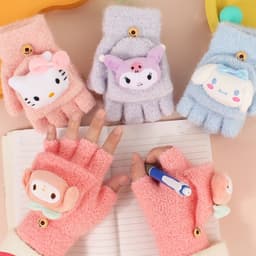 Găng Tay Len Trẻ Em 3 Đến 10 Tuổi Hoạt Hình Sanrio Kuromi Cinamoroll Melody 3