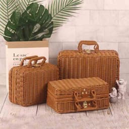 Vali giả mây, vali đựng đồ retro, hộp đựng quà tặng, hộp mây, hộp mây cưới, hộp quà giáng sinh 6