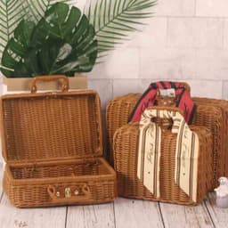 Vali giả mây, vali đựng đồ retro, hộp đựng quà tặng, hộp mây, hộp mây cưới, hộp quà giáng sinh 7