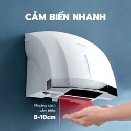 INTERHASA Máy sấy tay điện tốc độ cao HSD-A1003 cảm ứng hồng ngoại, tự động, không chạm 2 chế độ 6