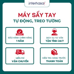 INTERHASA Máy sấy tay điện tốc độ cao HSD-A1003 cảm ứng hồng ngoại, tự động, không chạm 2 chế độ 9