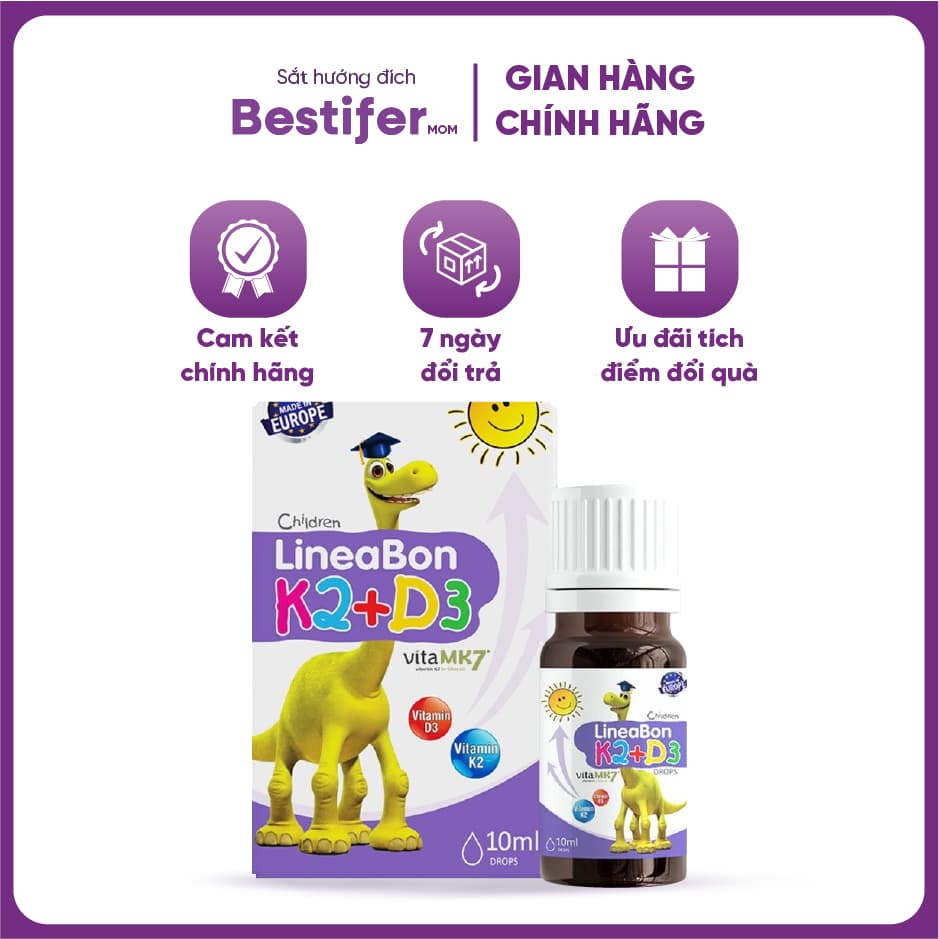 LineaBon vitamin D3 K2 10ml - Vitamin tăng chiều cao cho bé chính hãng