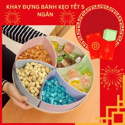 Khay Đựng Bánh Kẹo Mứt Tết 5 Ngăn Cách Điệu Bằng Nhựa Lúa Mạch Trang Trí Ngày Lễ, Tết Siêu Đẹp 1