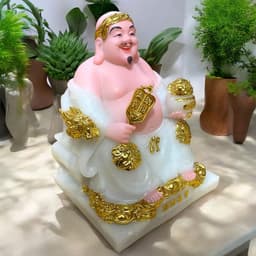 Bộ tượng Thần tài Phú Quý RỒNG VIỆT, tượng tài địa đá màu trắng cao cấp cho mệnh kim và thuỷ 6