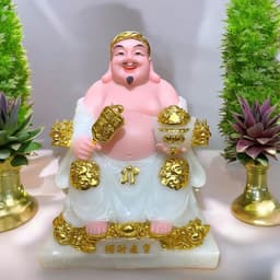 Bộ tượng Thần tài Phú Quý RỒNG VIỆT, tượng tài địa đá màu trắng cao cấp cho mệnh kim và thuỷ 4