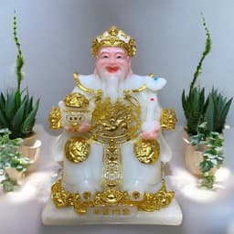 Bộ tượng Thần tài Phú Quý RỒNG VIỆT, tượng tài địa đá màu trắng cao cấp cho mệnh kim và thuỷ 7