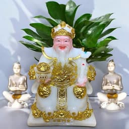 Bộ tượng Thần tài Phú Quý RỒNG VIỆT, tượng tài địa đá màu trắng cao cấp cho mệnh kim và thuỷ 8