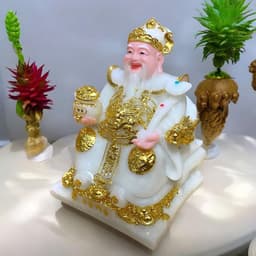 Bộ tượng Thần tài Phú Quý RỒNG VIỆT, tượng tài địa đá màu trắng cao cấp cho mệnh kim và thuỷ 9