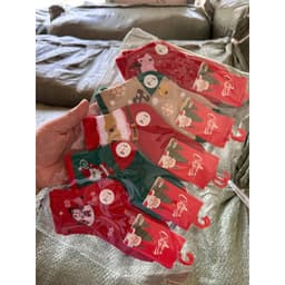 T17 SET 5 đôi tất cổ cao họa tiết giáng sinh Cho Mẹ và Bé , vớ đẹp thêu hình noel cổ cao 7