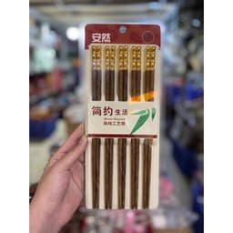 Set 5 Đôi Đũa Dừa , Đầu Đũa Khảm Vàng An Toàn Lành Mạnh , Bộ Đũa Ăn Gia Đình 2