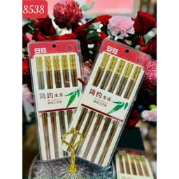 Set 5 Đôi Đũa Dừa , Đầu Đũa Khảm Vàng An Toàn Lành Mạnh , Bộ Đũa Ăn Gia Đình 8