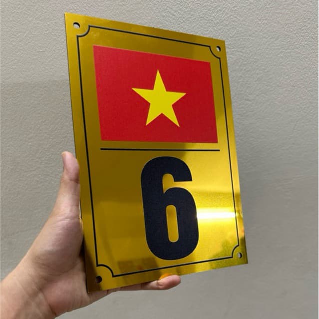 Số Biển Số Nhà Có In Hình Lá Cờ Việt Nam Chất Liệu Aluminium 3mm In UV Cao Cấp - Bảng Số Nhà
