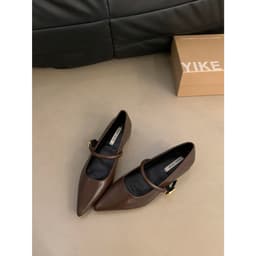 Giày Búp Bê MEYBANNI Mũi Nhọn Quai Ngang Phối Khóa Độn Đế Trong (3cm) Cao 4.5cm - C123 5