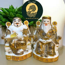 Tượng thần tài sứ kim RỒNG VIỆT, Tượng tài địa sứ kim dát vàng cao cấp cho mệnh Kim và mệnh thổ 2
