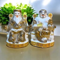 Tượng thần tài sứ kim RỒNG VIỆT, Tượng tài địa sứ kim dát vàng cao cấp cho mệnh Kim và mệnh thổ 4